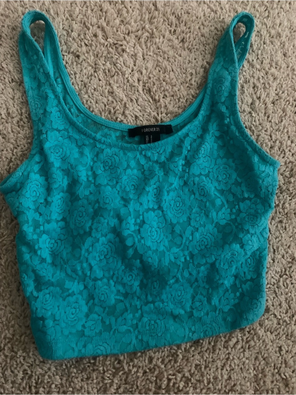 Forever 21 Teal Lace Crop Tank Top never worn